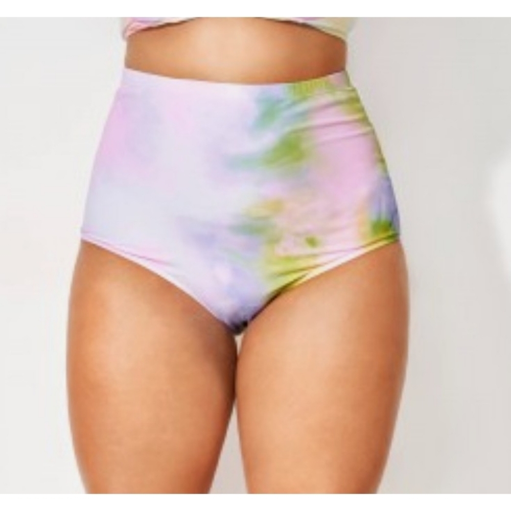 Meet.Curve High waisted Full Coverage Bikini Bottoms Tie Dye Multicolor Size 3XL